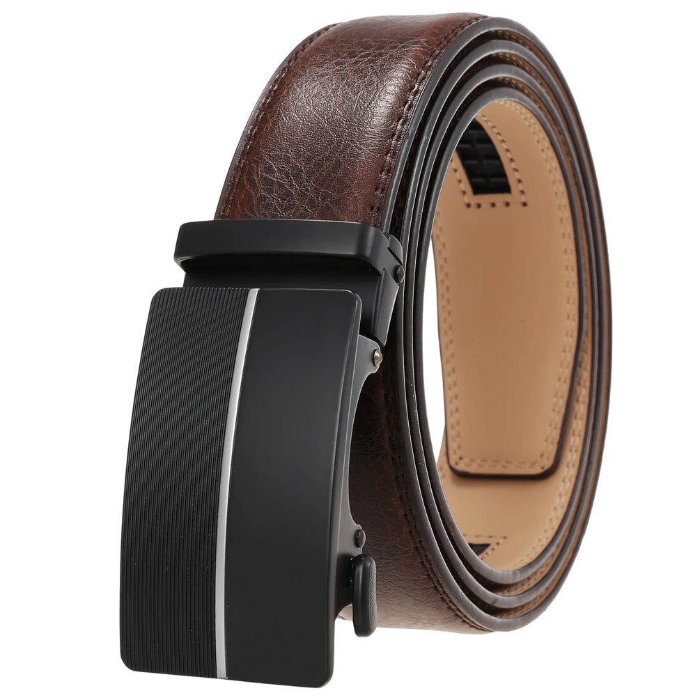JMT-325066 Men's Leather Belt with Automatic Metal Buckle - Model LY36-22036-1