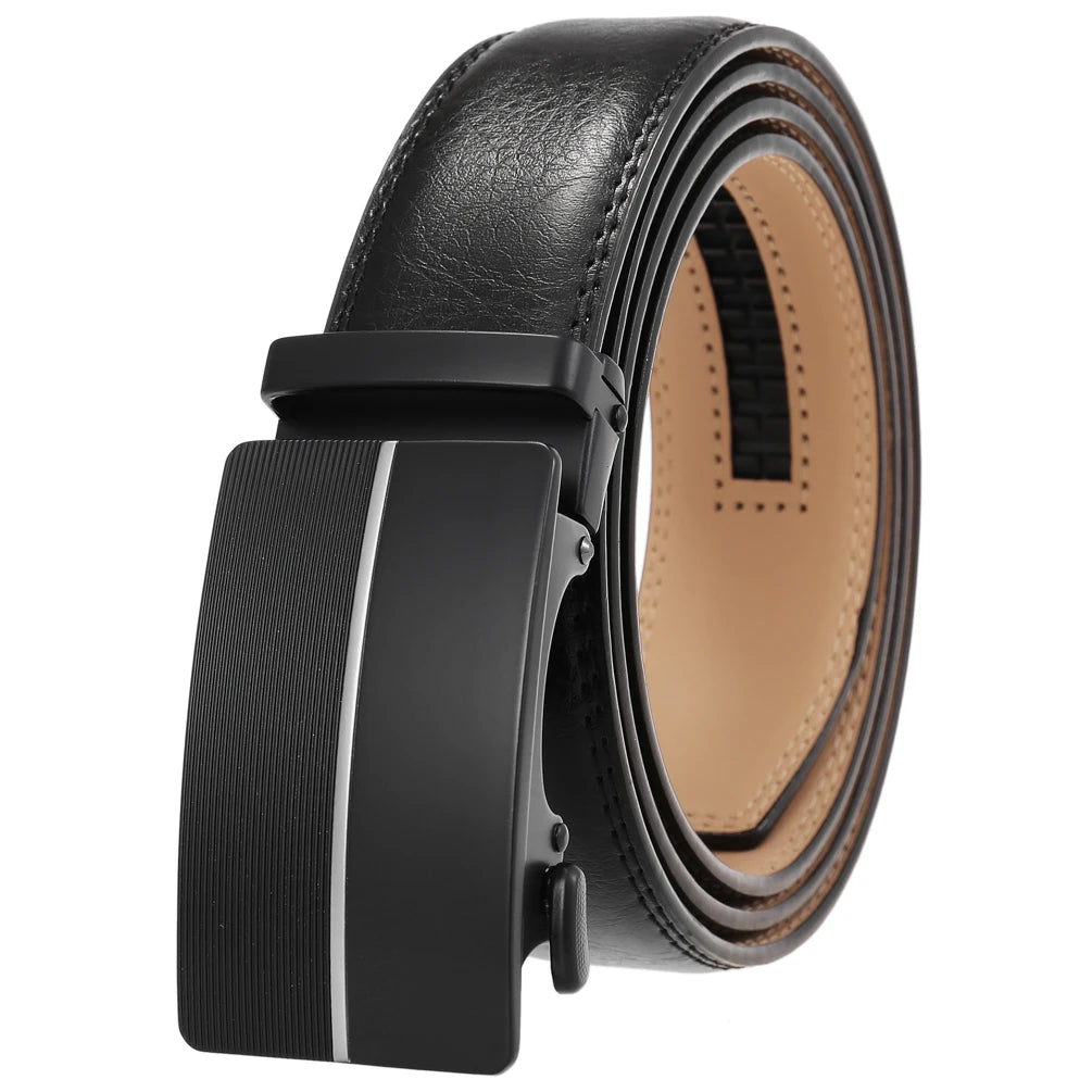JMT-325066 Men's Leather Belt with Automatic Metal Buckle - Model LY36-22036-1
