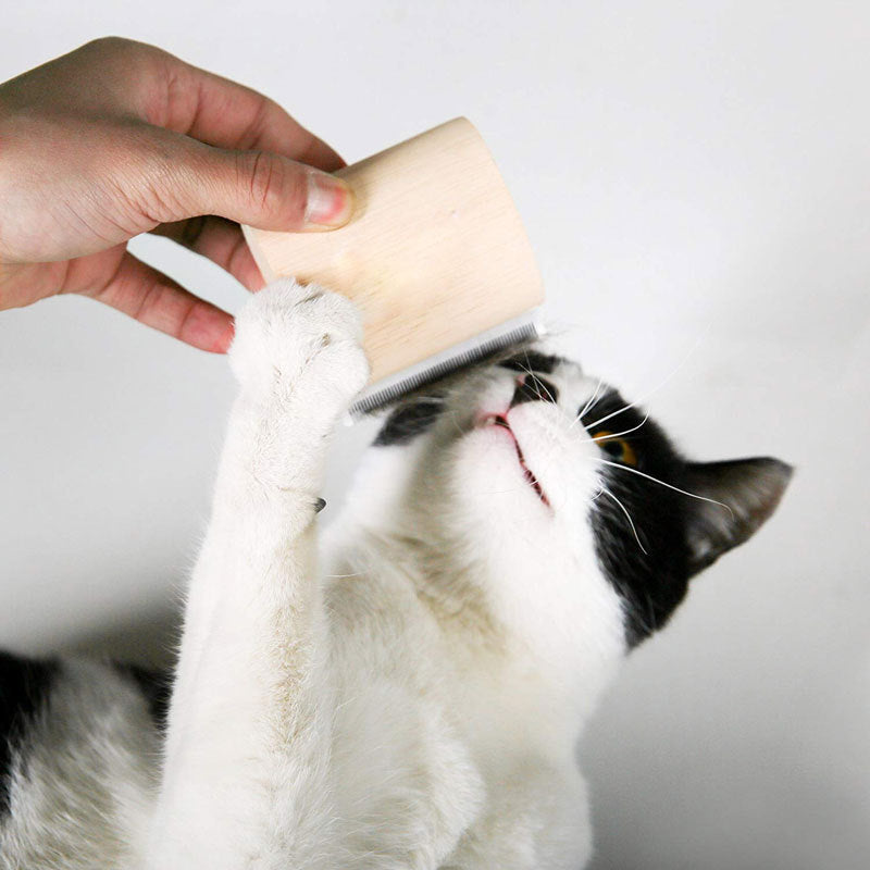 JMT-325706 Pet Hair Removal Comb - Stainless Steel and Wood Design, Available in Three Sizes