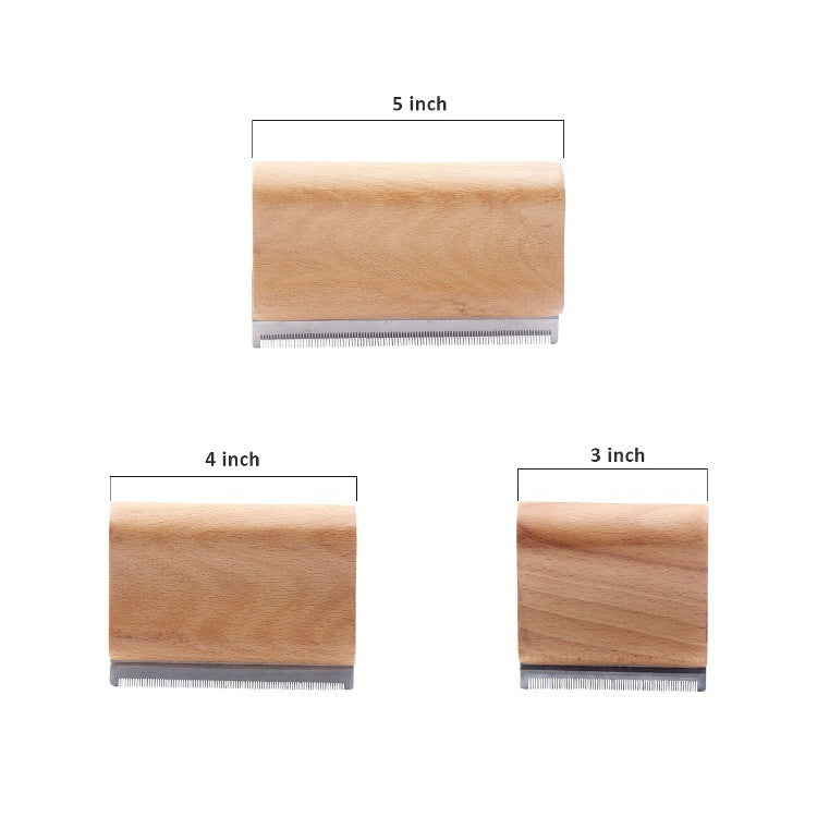 JMT-325706 Pet Hair Removal Comb - Stainless Steel and Wood Design, Available in Three Sizes
