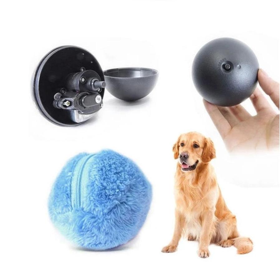 JMT-325770 Three-Color Sounding Anti-Bite Cat Toy Ball with Plush and Electronic Components - Magic Smart Ball, 13.5 cm Diameter