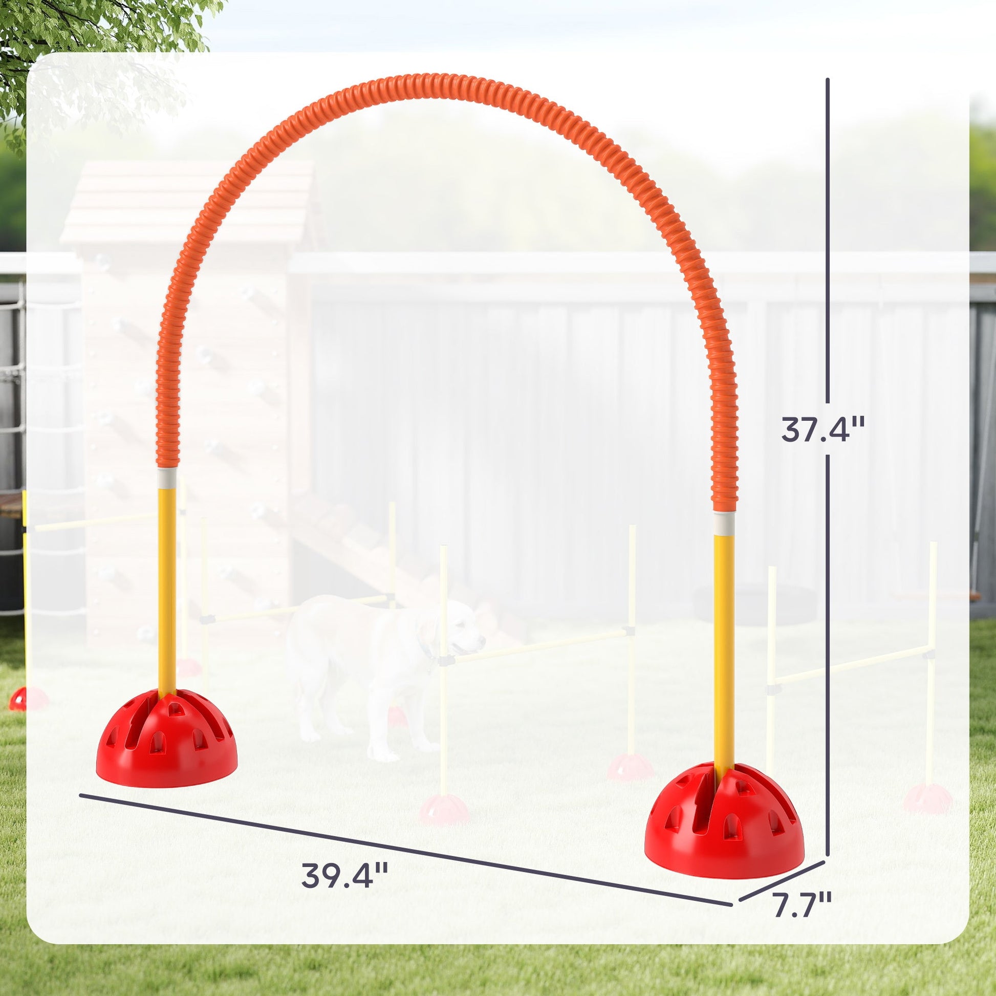 JMT-326602 4-Piece Adjustable Width Dog Agility Equipment Set with Carry Bag - Portable Training Course in Orange and Yellow