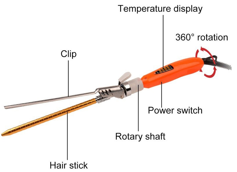 JMT-326602 Automatic Tourmaline Ceramic Curling Iron - 21-30 mm Diameter, Digital Temperature Control, 160-220 °C, 360° Rotatable Power Cord