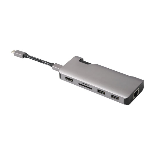 JMT-326730 7-in-1 USB-C Hub with 4K HDMI, Ethernet, USB 3.0, and Dual SD/TF Card Reader