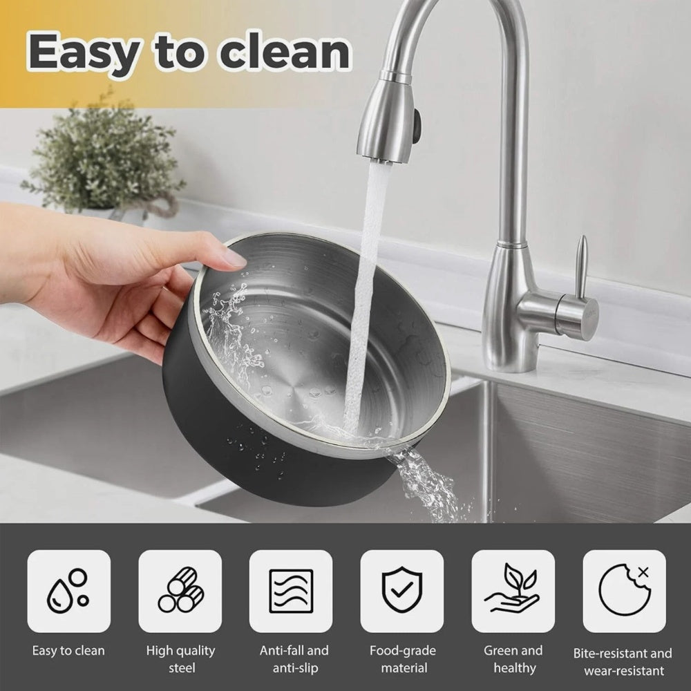 JMT-326794 Stainless Steel Dog Bowl with Non-Slip Base, 42oz Capacity, Dishwasher Safe and Easy to Clean