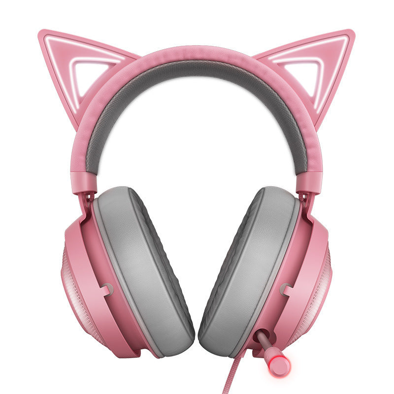 JMT-327114 Glowing Cat Ear Wired Headphones with Universal USB Connector
