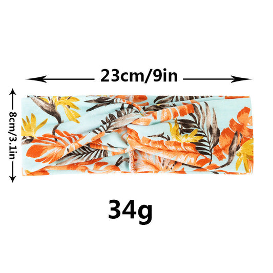 JMT-327306 Floral Plaid Women's Printed Knitted Wide-Brim Headband