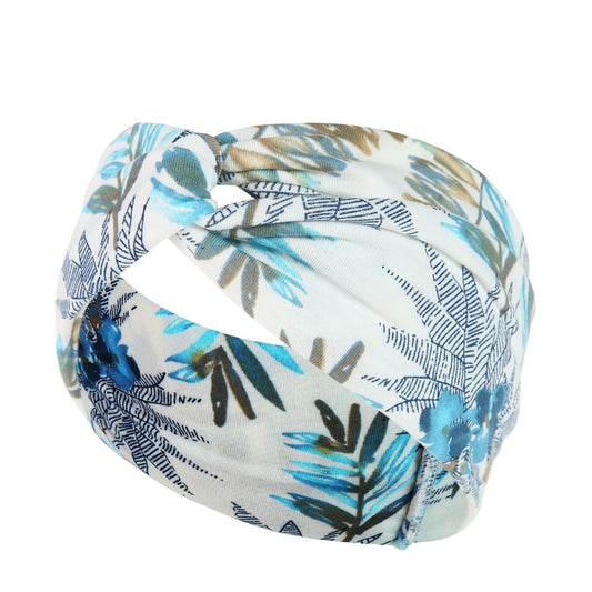 JMT-327306 Floral Plaid Women's Printed Knitted Wide-Brim Headband