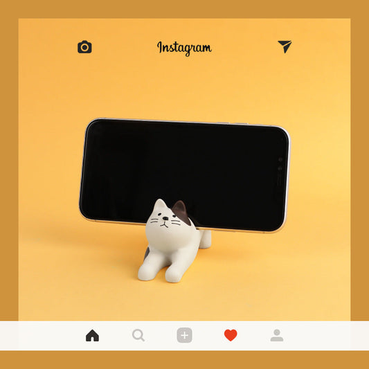 JMT-327626 Cat-Shaped Mobile Phone Holder for Desk and Car - Multifunctional Resin Stand