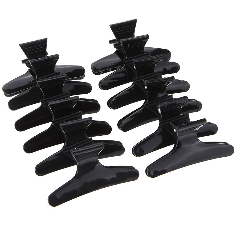 JMT-327754 Black Butterfly Hair Claw Clip - Durable Plastic for Secure Hair Hold - 8cm Length