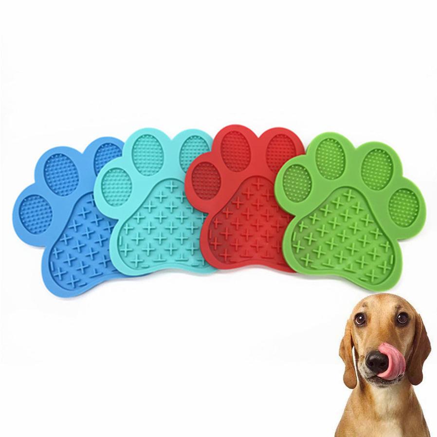 JMT-327946 Silicone Dog Footprint Shape Licking Pad - Food-Grade, BPA-Free, 180x180mm, Multiple Colors Available