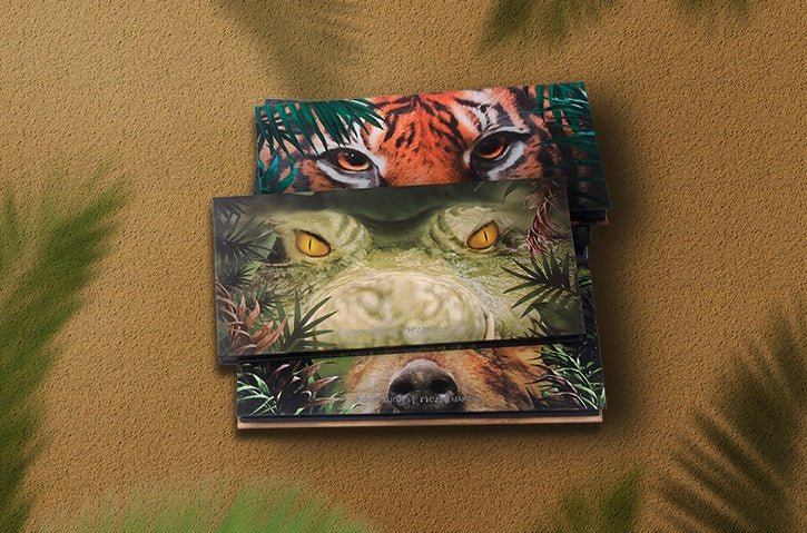 JMT-328202 Explorer Eyeshadow Palette - 12 Color Animal-Themed Shades: Piglet, Tiger, Crocodile, Ice Wolf