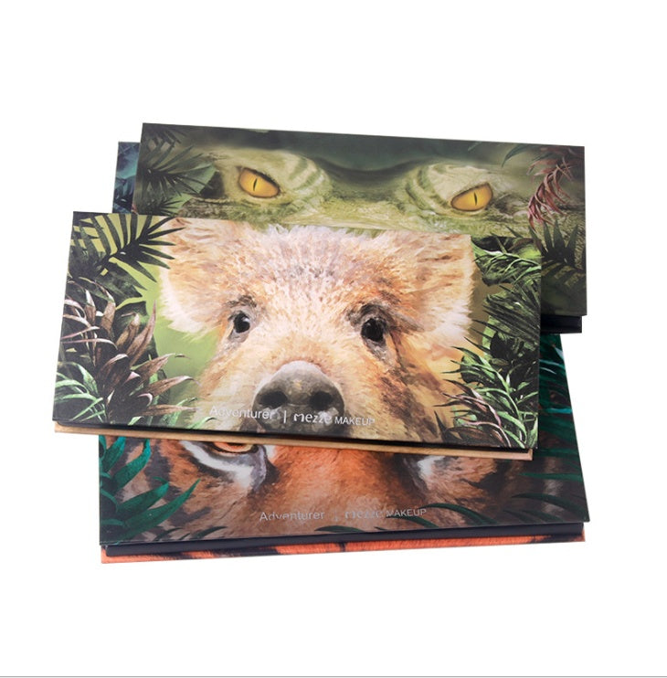 JMT-328202 Explorer Eyeshadow Palette - 12 Color Animal-Themed Shades: Piglet, Tiger, Crocodile, Ice Wolf