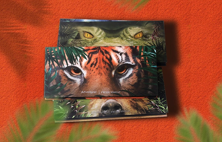 JMT-328202 Explorer Eyeshadow Palette - 12 Color Animal-Themed Shades: Piglet, Tiger, Crocodile, Ice Wolf