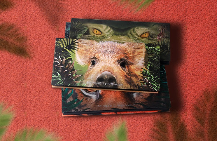 JMT-328202 Explorer Eyeshadow Palette - 12 Color Animal-Themed Shades: Piglet, Tiger, Crocodile, Ice Wolf