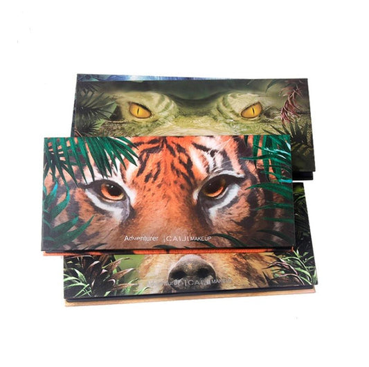 JMT-328202 Explorer Eyeshadow Palette - 12 Color Animal-Themed Shades: Piglet, Tiger, Crocodile, Ice Wolf