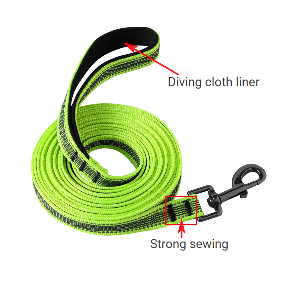 JMT-328266 Reflective Nylon Non-Slip Pet Traction Rope in Orange and Green - Available in Multiple Lengths