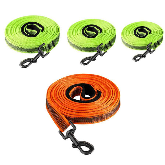 JMT-328266 Reflective Nylon Non-Slip Pet Traction Rope in Orange and Green - Available in Multiple Lengths