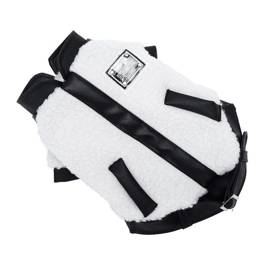 JMT-328394 Warm Autumn and Winter Puppy Clothes - Motorcycle Style Stitching Lamb Wool Jacket, XS to M Sizes Available