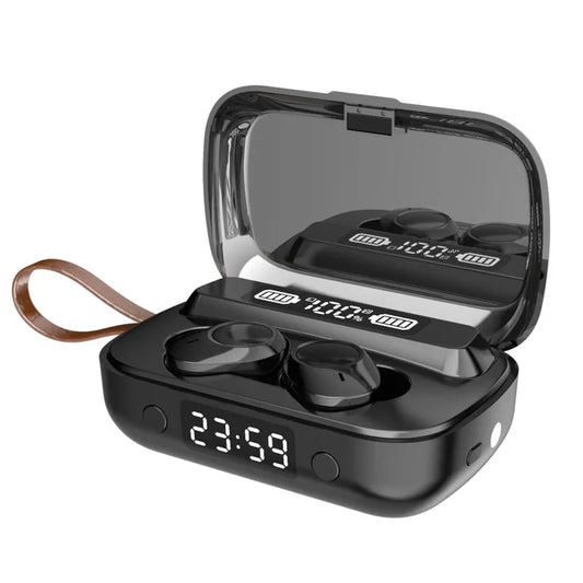 JMT-329098 Wireless Bluetooth 5.1 Earbuds with Touch Control, IPX7 Waterproof, and Built-in Flashlight Clock