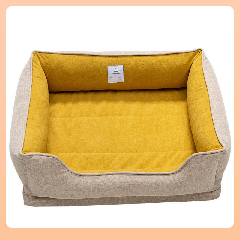 JMT-329226 Comfortable Removable and Washable Waterproof Square Cat Kennel - Available in Khaki, Apricot, and Yellow, Sizes M, L, XL
