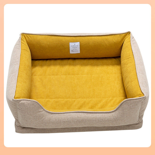 JMT-329226 Comfortable Removable and Washable Waterproof Square Cat Kennel - Available in Khaki, Apricot, and Yellow, Sizes M, L, XL