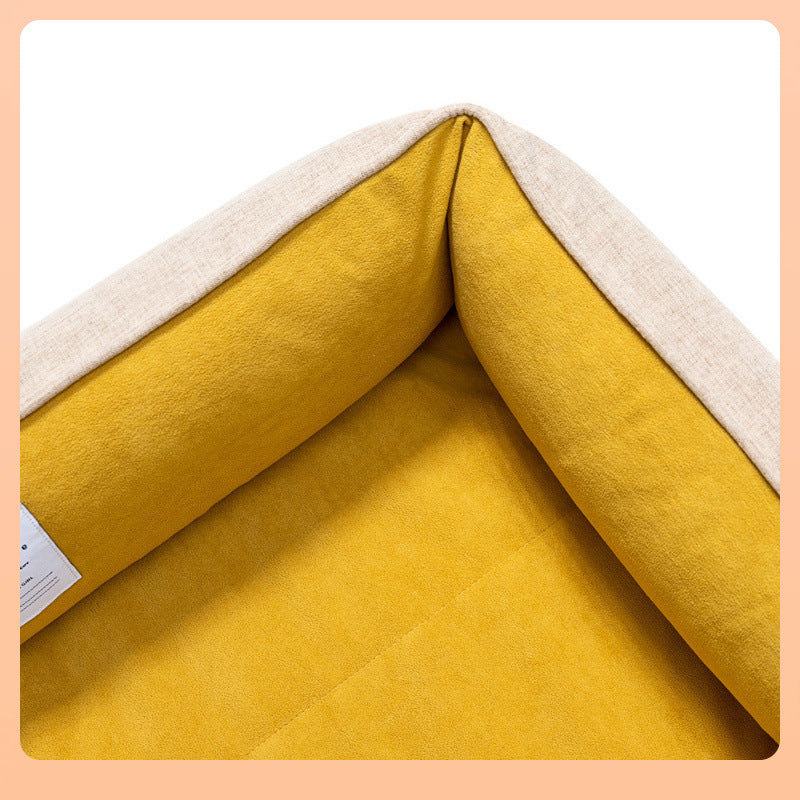 JMT-329226 Comfortable Removable and Washable Waterproof Square Cat Kennel - Available in Khaki, Apricot, and Yellow, Sizes M, L, XL