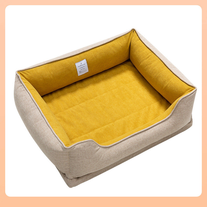 JMT-329226 Comfortable Removable and Washable Waterproof Square Cat Kennel - Available in Khaki, Apricot, and Yellow, Sizes M, L, XL