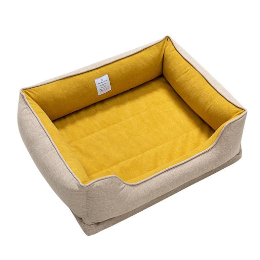 JMT-329226 Comfortable Removable and Washable Waterproof Square Cat Kennel - Available in Khaki, Apricot, and Yellow, Sizes M, L, XL
