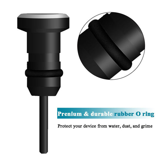 JMT-330250 Dust Plug for Mobile Phone Earphone and Charging Ports - Alloy Design in Cool Black, Space Silver, Rose Gold, and Local Gold