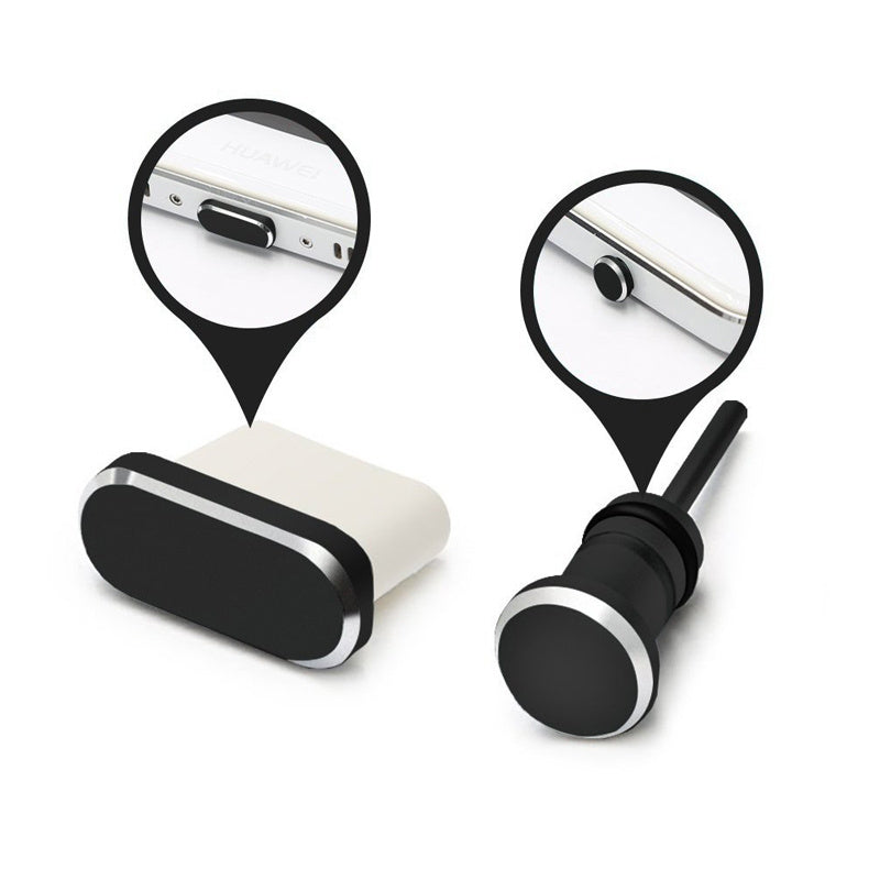 JMT-330250 Dust Plug for Mobile Phone Earphone and Charging Ports - Alloy Design in Cool Black, Space Silver, Rose Gold, and Local Gold
