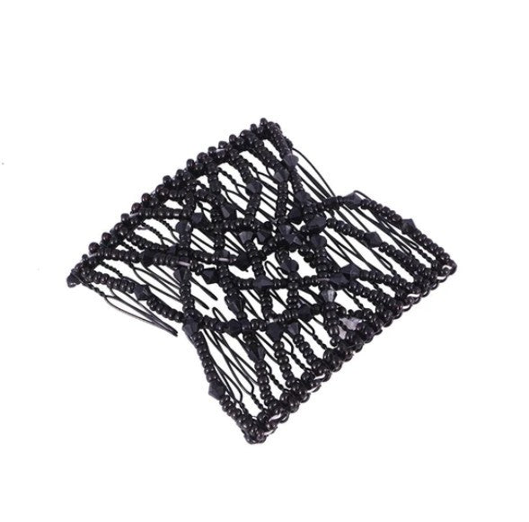 JMT-330762 Bright Beaded Variety Hair Clips and Magic Hair Comb Set with Acrylic and Metal Materials