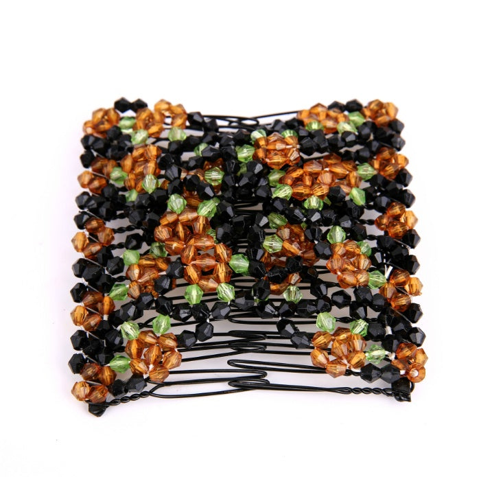 JMT-330762 Bright Beaded Variety Hair Clips and Magic Hair Comb Set with Acrylic and Metal Materials