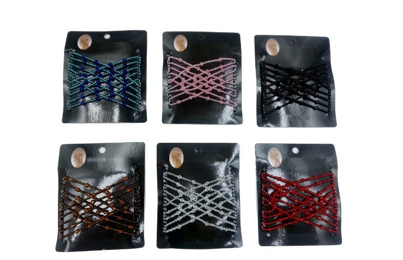 JMT-330762 Bright Beaded Variety Hair Clips and Magic Hair Comb Set with Acrylic and Metal Materials