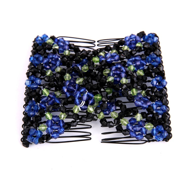 JMT-330762 Bright Beaded Variety Hair Clips and Magic Hair Comb Set with Acrylic and Metal Materials