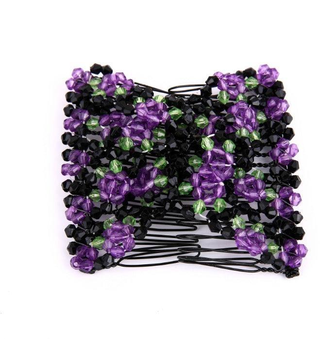 JMT-330762 Bright Beaded Variety Hair Clips and Magic Hair Comb Set with Acrylic and Metal Materials