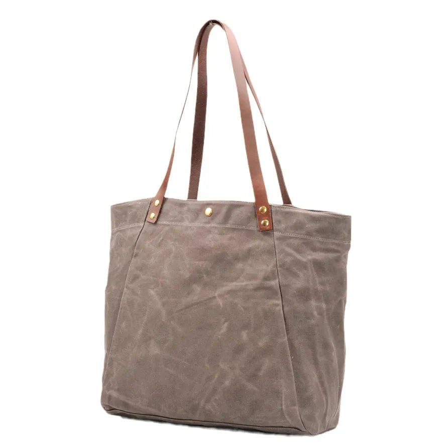 JMT-330762 Casual Unisex Shoulder Bag in Durable Waxed Canvas and Leather - Available in Multiple Colours