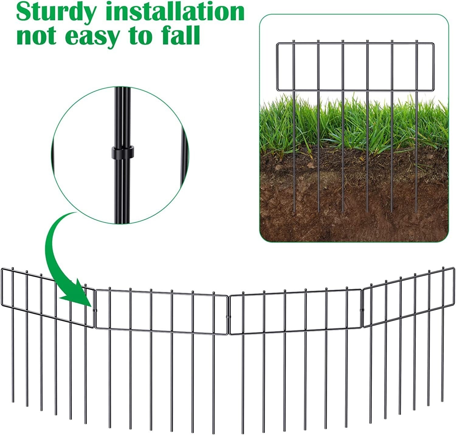JMT-331082 Metal Outdoor Garden Animal Barrier Fence - 5 Pack Steel Wire, 33 x 43 x 0.35 in, 503g