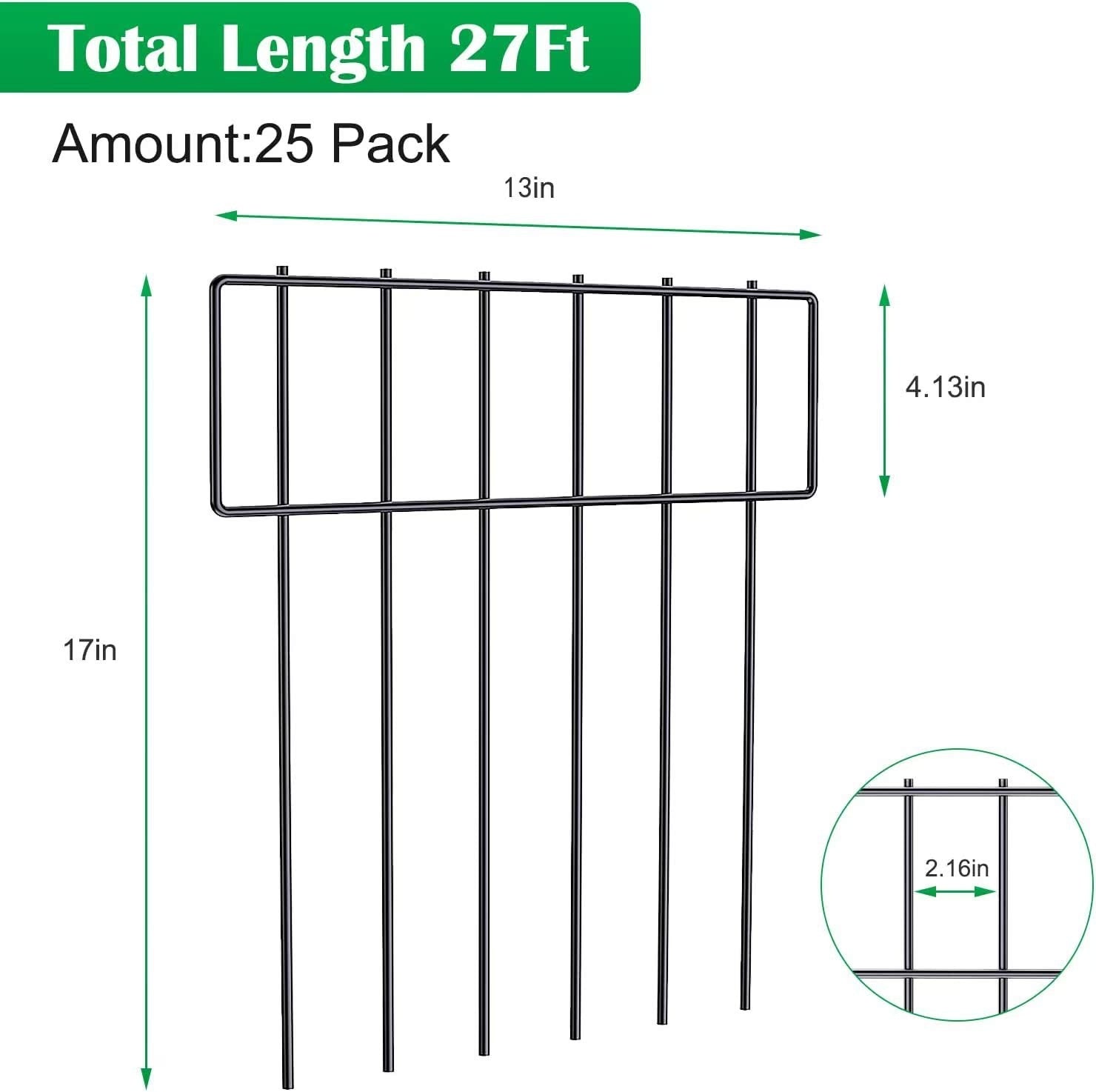 JMT-331082 Metal Outdoor Garden Animal Barrier Fence - 5 Pack Steel Wire, 33 x 43 x 0.35 in, 503g