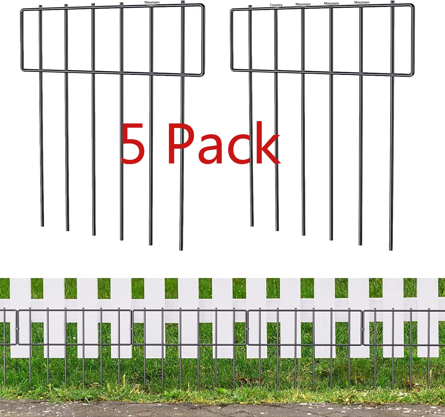 JMT-331082 Metal Outdoor Garden Animal Barrier Fence - 5 Pack Steel Wire, 33 x 43 x 0.35 in, 503g