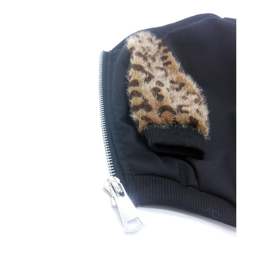 JMT-331146 Leopard Print Dog Jacket in Blue - Stylish Polyester Two-Legged Clothing for All Breeds