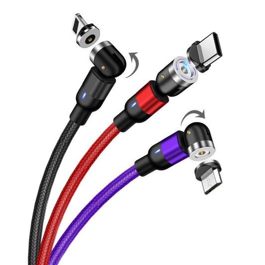 JMT-331338 Rotating Magnetic Charging Cable - USB Type-C, 0.5M/1M/2M, Black/Red/Purple, 5V/2.4A