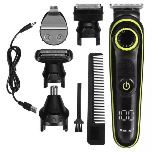 JMT-331466 Rechargeable 5-in-1 Household Electric Clippers with Multi-Cutter Heads and Accessories