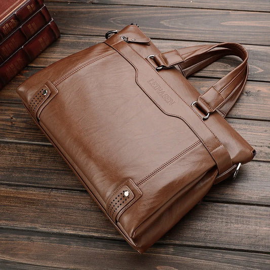 JMT-332042 Professional PU Leather Laptop Messenger Bag for Men - Versatile Business Shoulder Briefcase