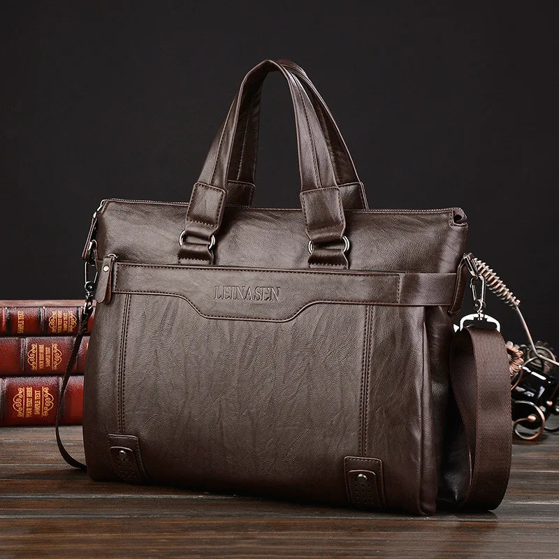 JMT-332042 Professional PU Leather Laptop Messenger Bag for Men - Versatile Business Shoulder Briefcase