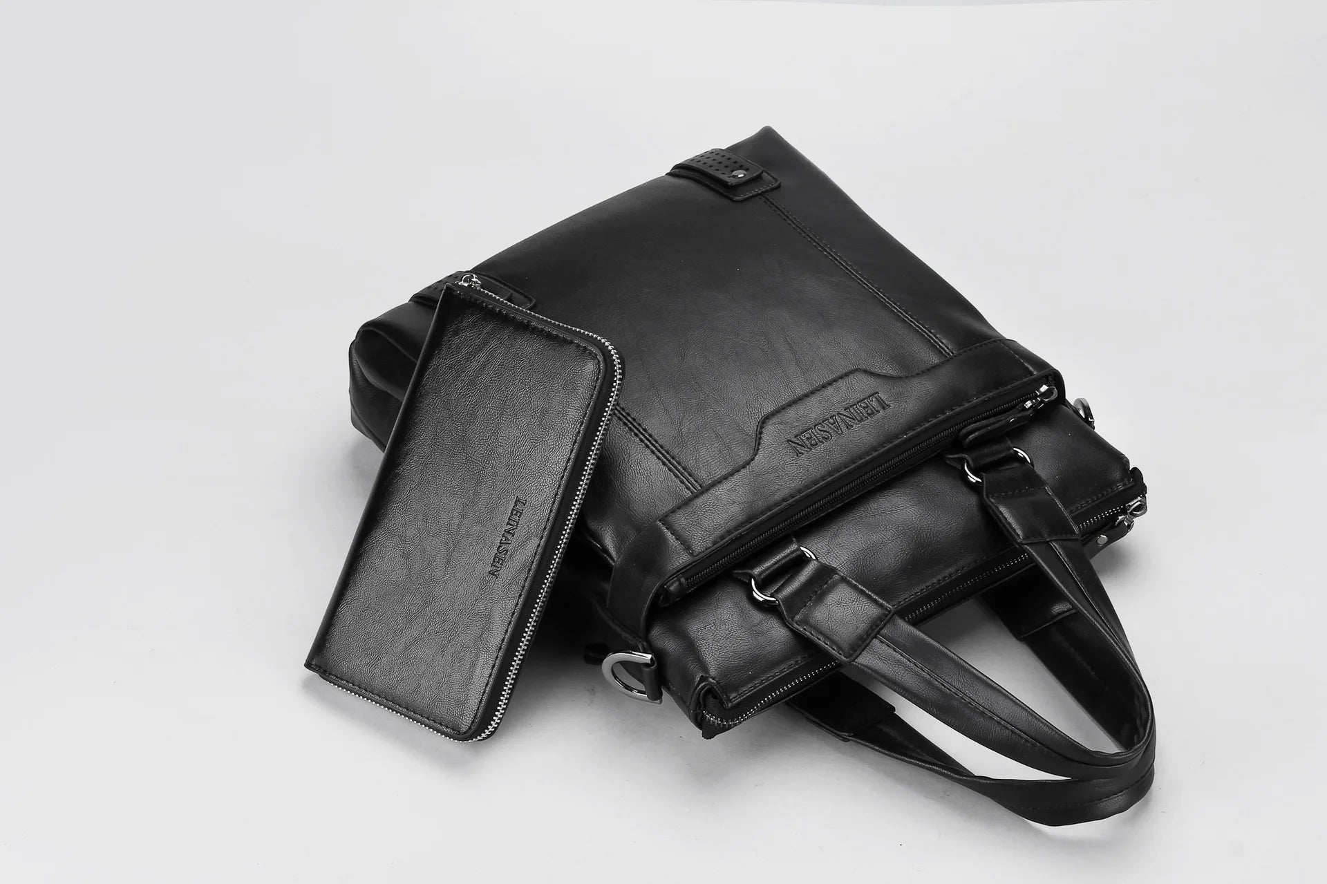 JMT-332042 Professional PU Leather Laptop Messenger Bag for Men - Versatile Business Shoulder Briefcase