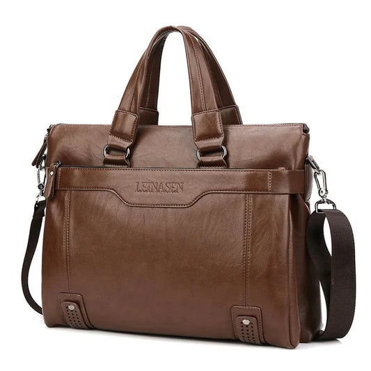 JMT-332042 Professional PU Leather Laptop Messenger Bag for Men - Versatile Business Shoulder Briefcase