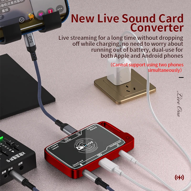 JMT-332042 USB Live Broadcast Sound Card for iPhone and Android - Streaming Audio Interface