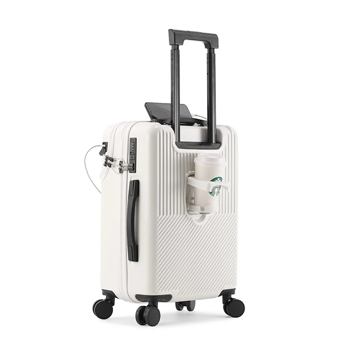 JMT-332106 Front Opening Trolley Suitcase with USB Charging Port for Travel Convenience