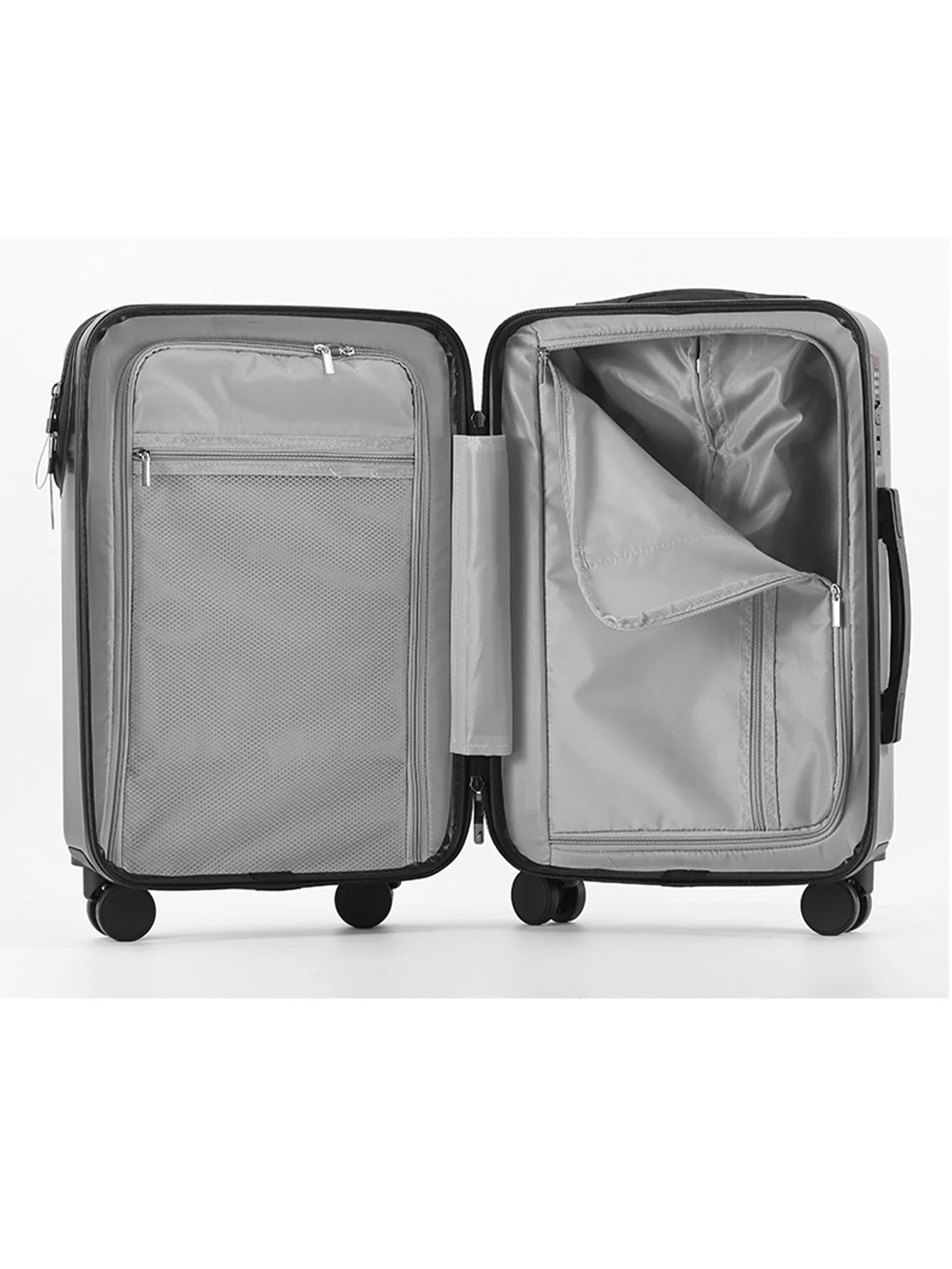 JMT-332106 Front Opening Trolley Suitcase with USB Charging Port for Travel Convenience